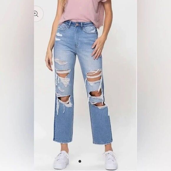 Buckle Vervet High-Rise Alyssa 90's Vintage Crop Straight Ripped Jeans 31 - Picture 1 of 7